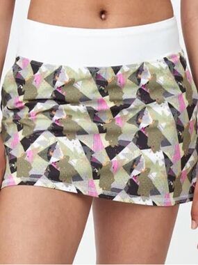 Lija Geometric Print Athletic Skort Large Tennis Golf Skirt Built-In Shorts L